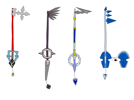 OrganizationXIII Keyblades 1 - 4.png
